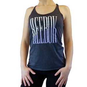 Reebok Womens XS Blue Racerback Large Logo Tank Top